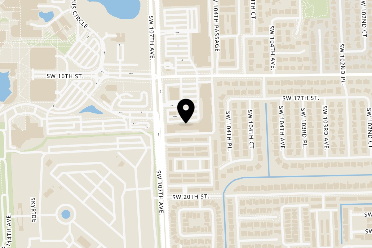 Map showing the location of Burbowl on 1673 SW 107th Ave in Miami